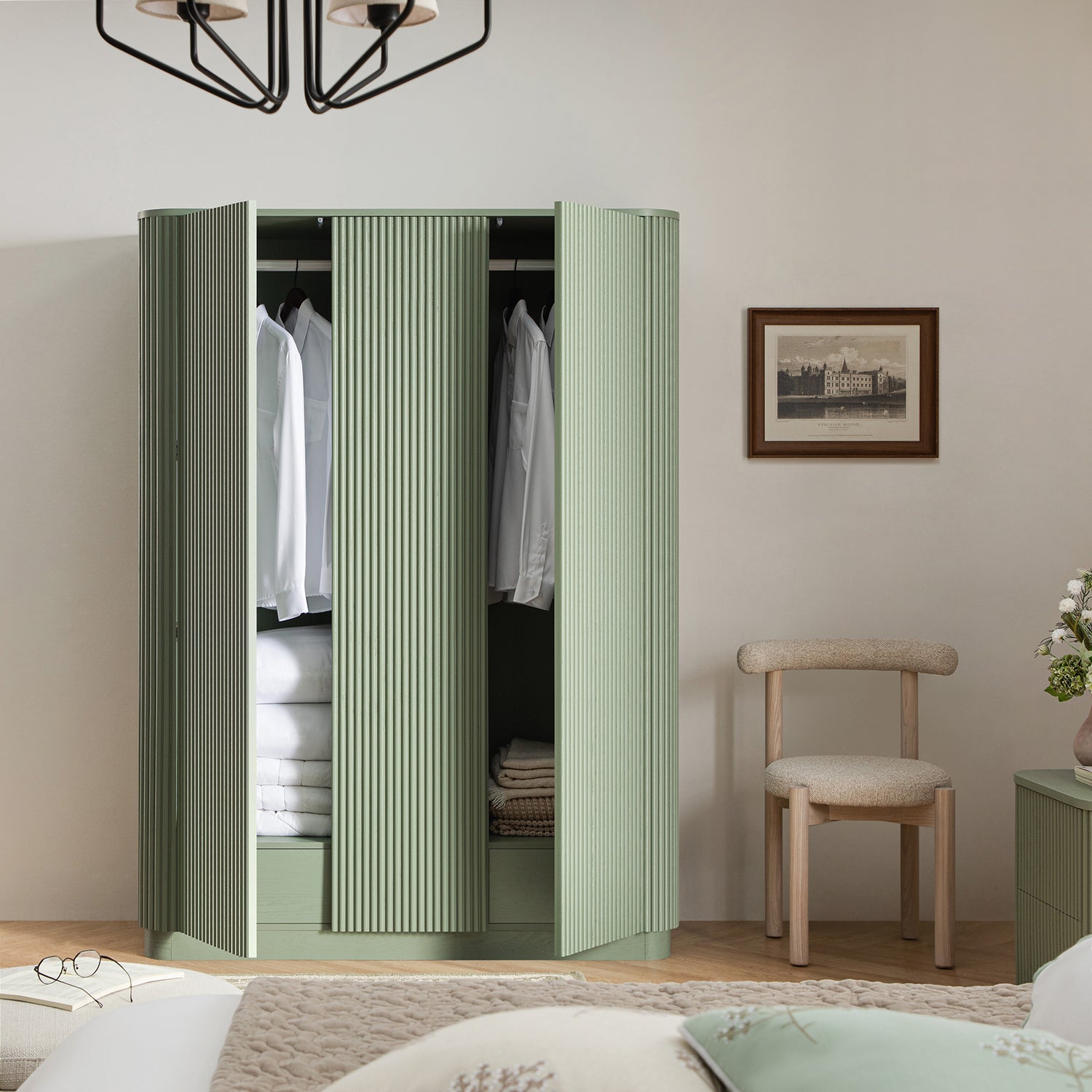 Maru Triple Wardrobe, Sage Green