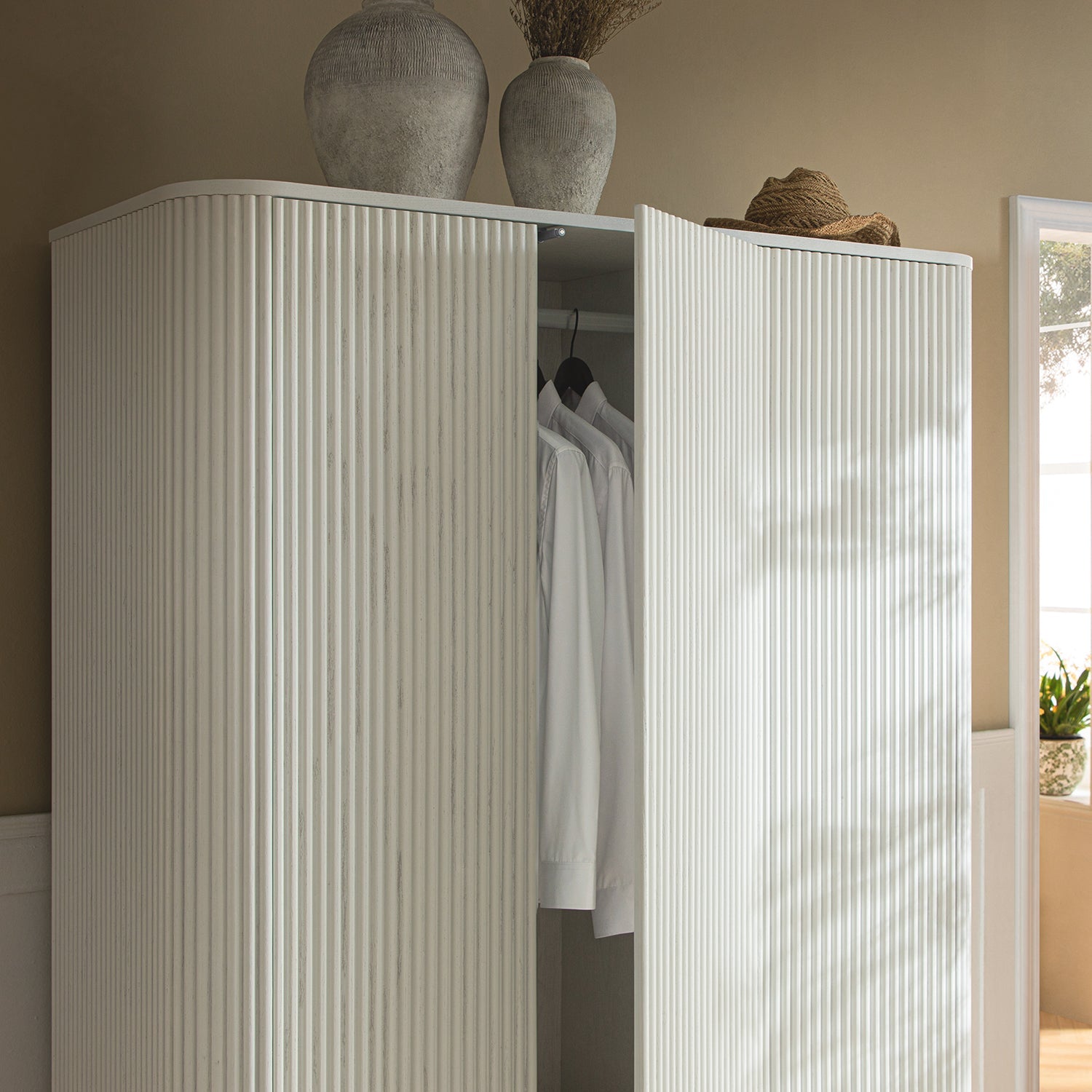 Maru Triple Wardrobe, Washed White