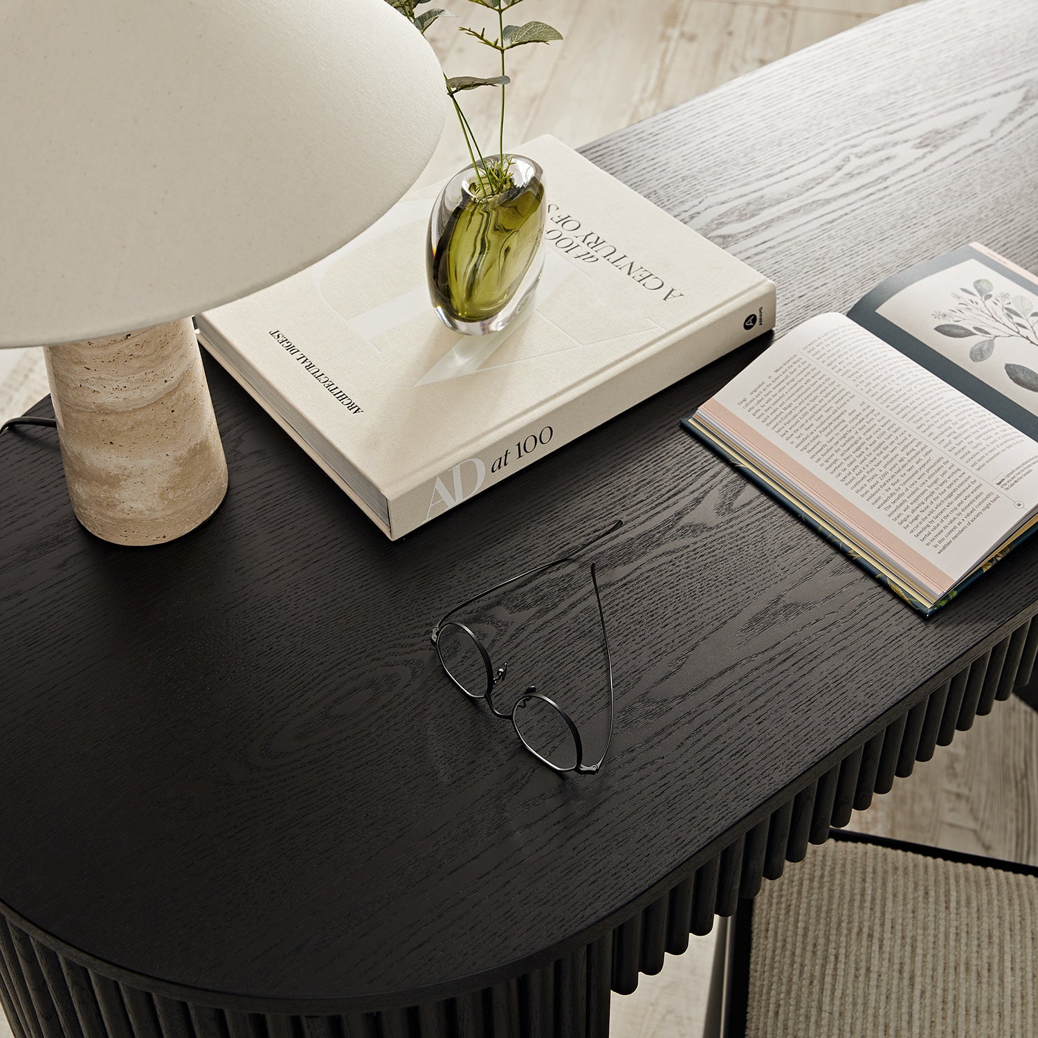 Maru 1-Drawer Writing Desk, Black