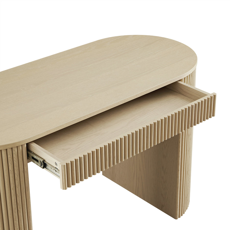 Maru 1-Drawer Writing Desk, Greige Oak