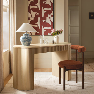 Maru 1-Drawer Writing Desk, Greige Oak