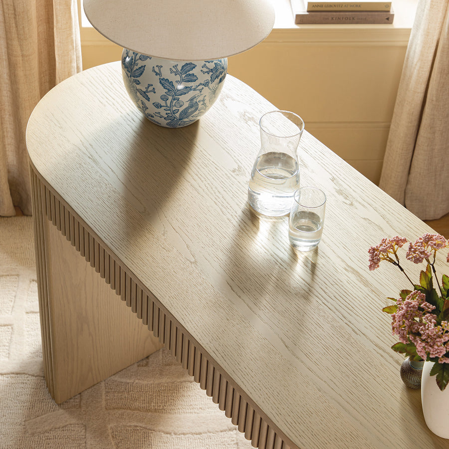 Maru 1-Drawer Writing Desk, Greige Oak - daals