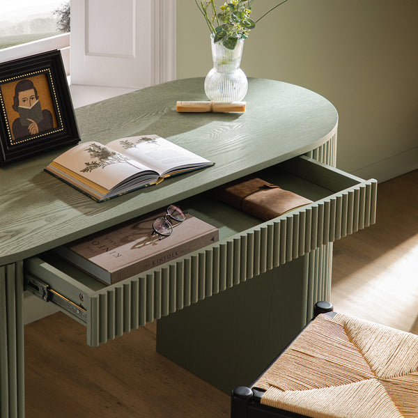 Maru 1-Drawer Writing Desk, Sage Green