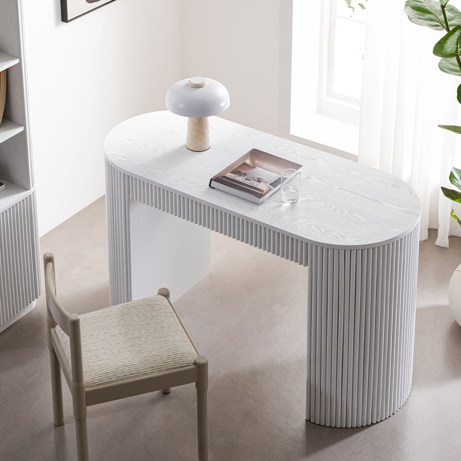 Maru 1-Drawer Writing Desk, Washed White