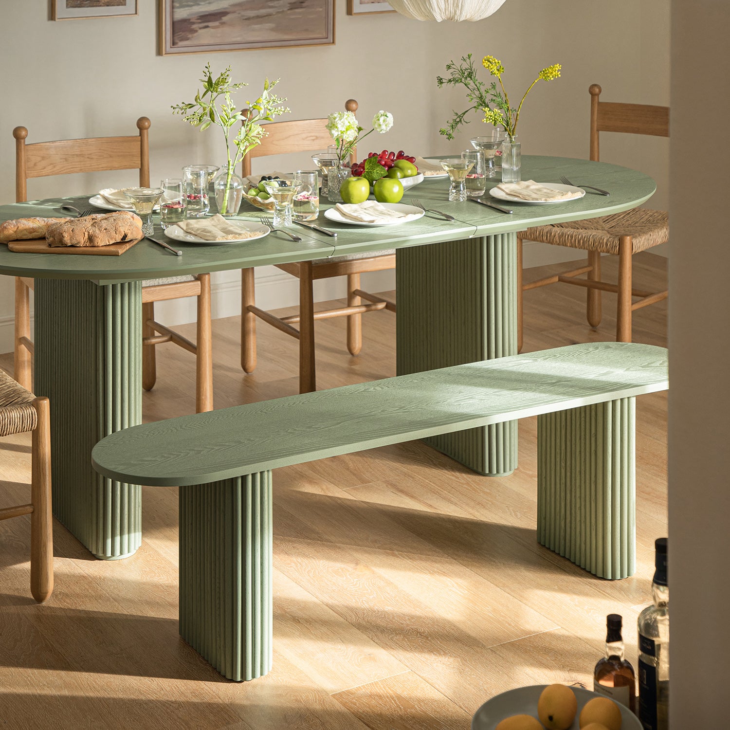 Maru 150cm Dining Bench, Sage Green - daals