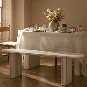 Maru 150cm Dining Bench, Washed White