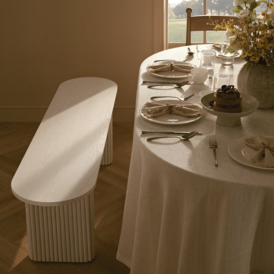 Maru 150cm Dining Bench, Washed White