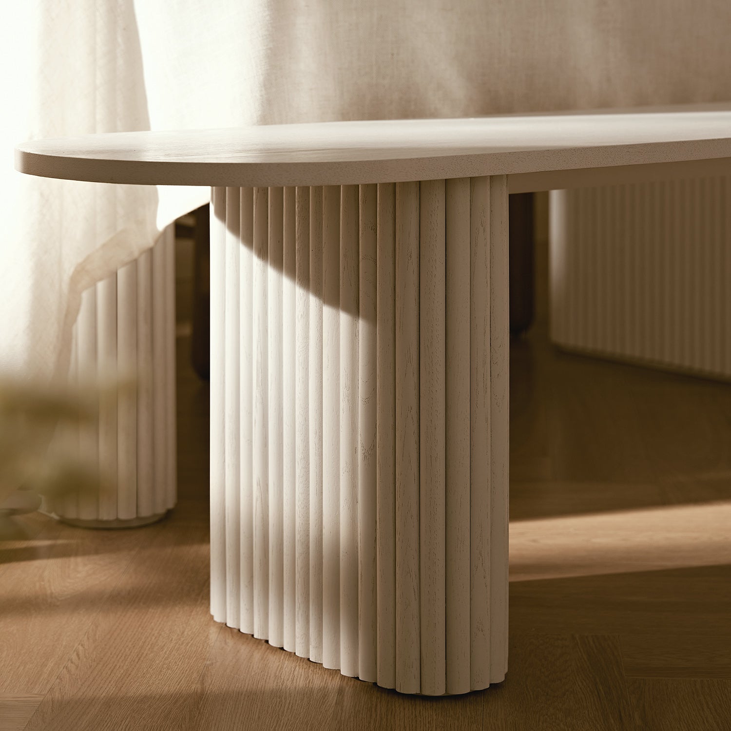 Maru 150cm Dining Bench, Washed White