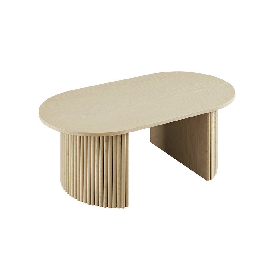 Maru Oval Coffee Table, Greige Oak