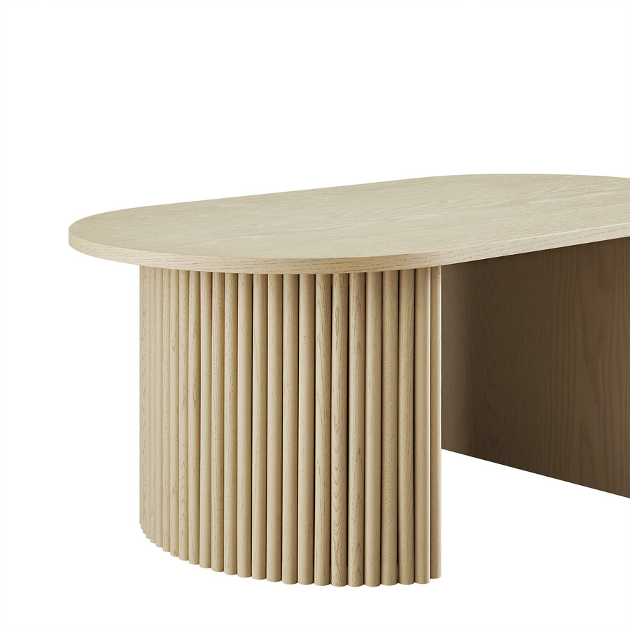 Maru Oval Coffee Table, Greige Oak