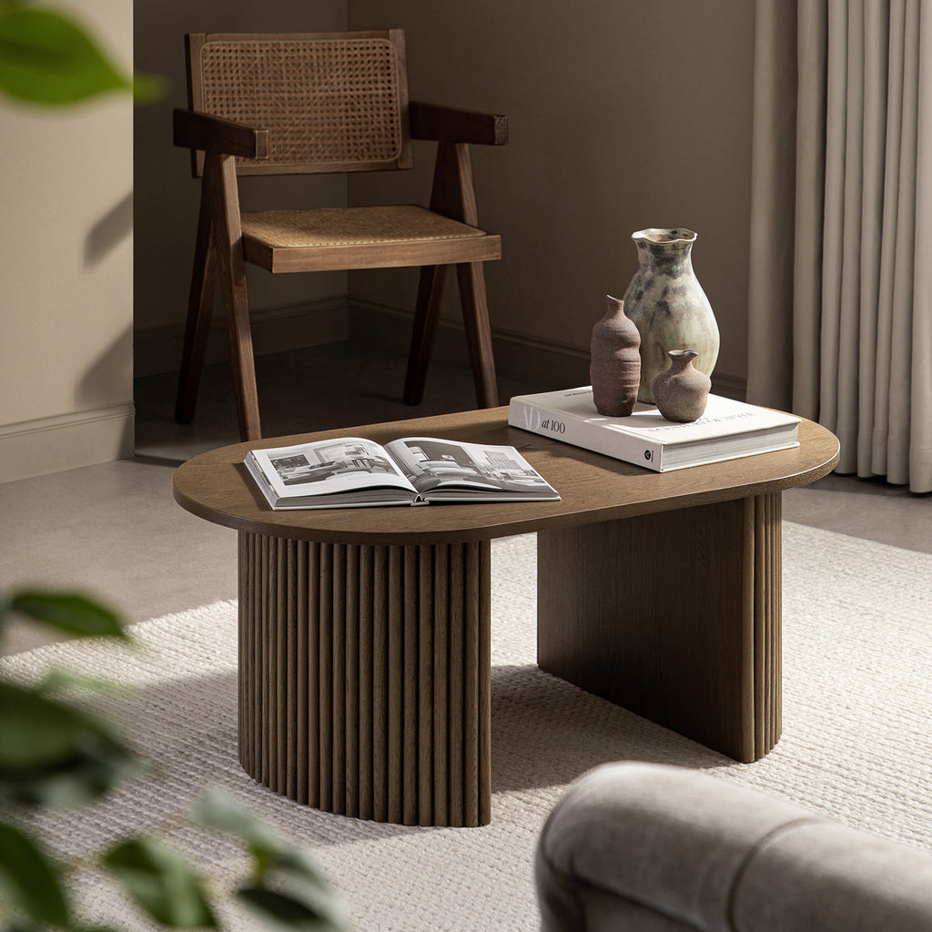 Maru Oval Coffee Table, Silver Oak | daals
