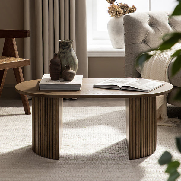 Maru Oval Coffee Table, Silver Oak