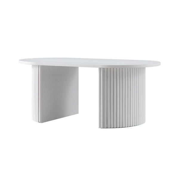 Maru Oval Coffee Table, Washed White