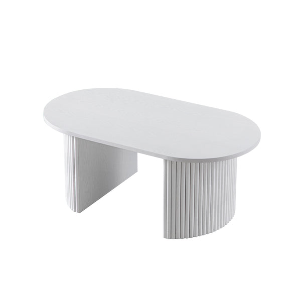Maru Oval Coffee Table, Washed White