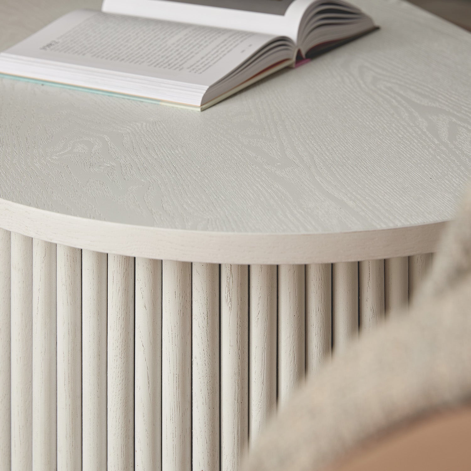 Maru Oval Coffee Table, Washed White