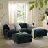 Daphnis Aegean Blue Velvet Sofa, Grande Chaise Sofa Right Hand Facing - daals