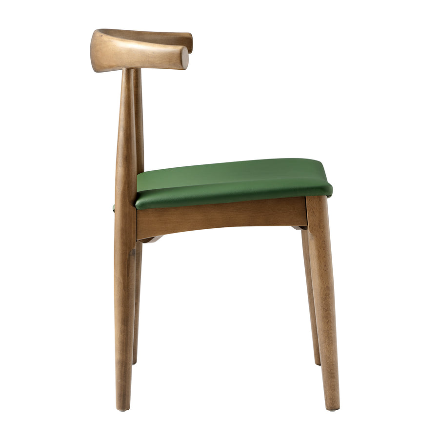 Arley Set of 2 Beech Wood Dining Chairs, Light Walnut and Olive Green