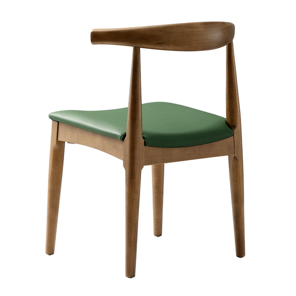 Arley Set of 2 Beech Wood Dining Chairs, Light Walnut and Olive Green