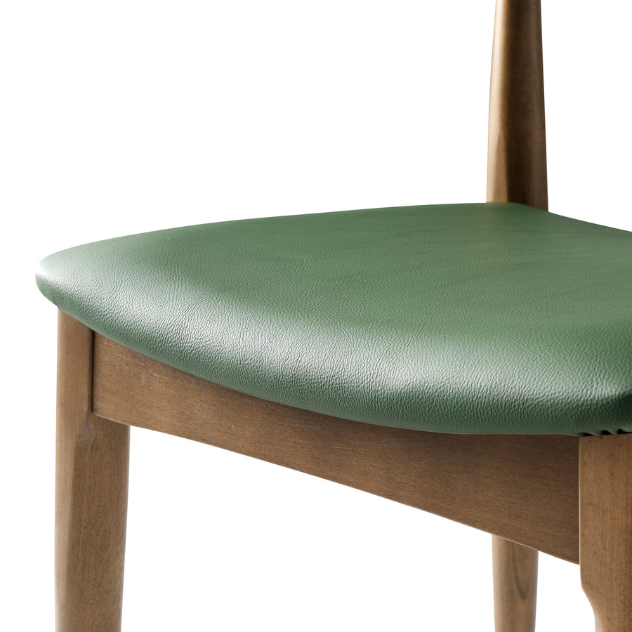 Arley Set of 2 Beech Wood Dining Chairs, Light Walnut and Olive Green