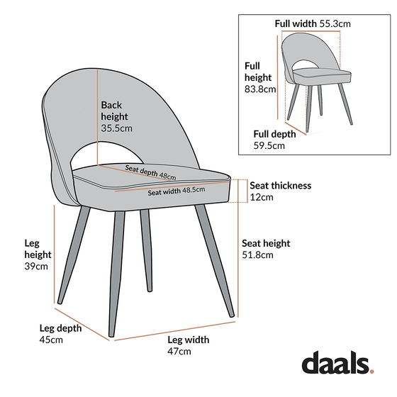 Oakley Set of 2 Dark Grey Velvet Upholstered Dining Chairs with Piping