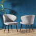 Langham Set of 2 Grey Woven Fabric Carver Dining Chairs with Fluted Back - daals