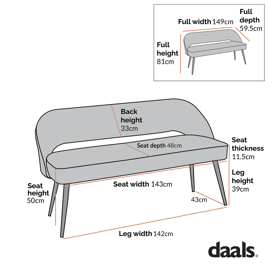 Oakley Dark Green Velvet Upholstered 3 Seater Dining Bench with Contrast Piping