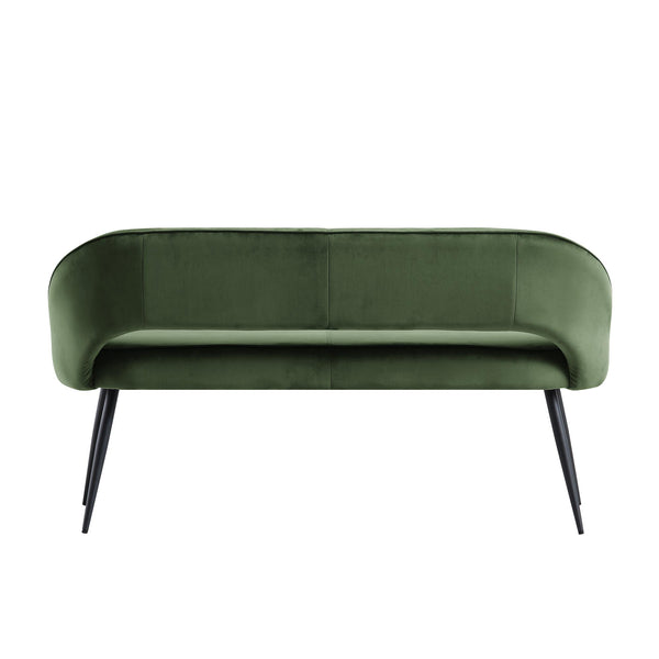 Oakley Dark Green Velvet Upholstered 3 Seater Dining Bench with Contrast Piping