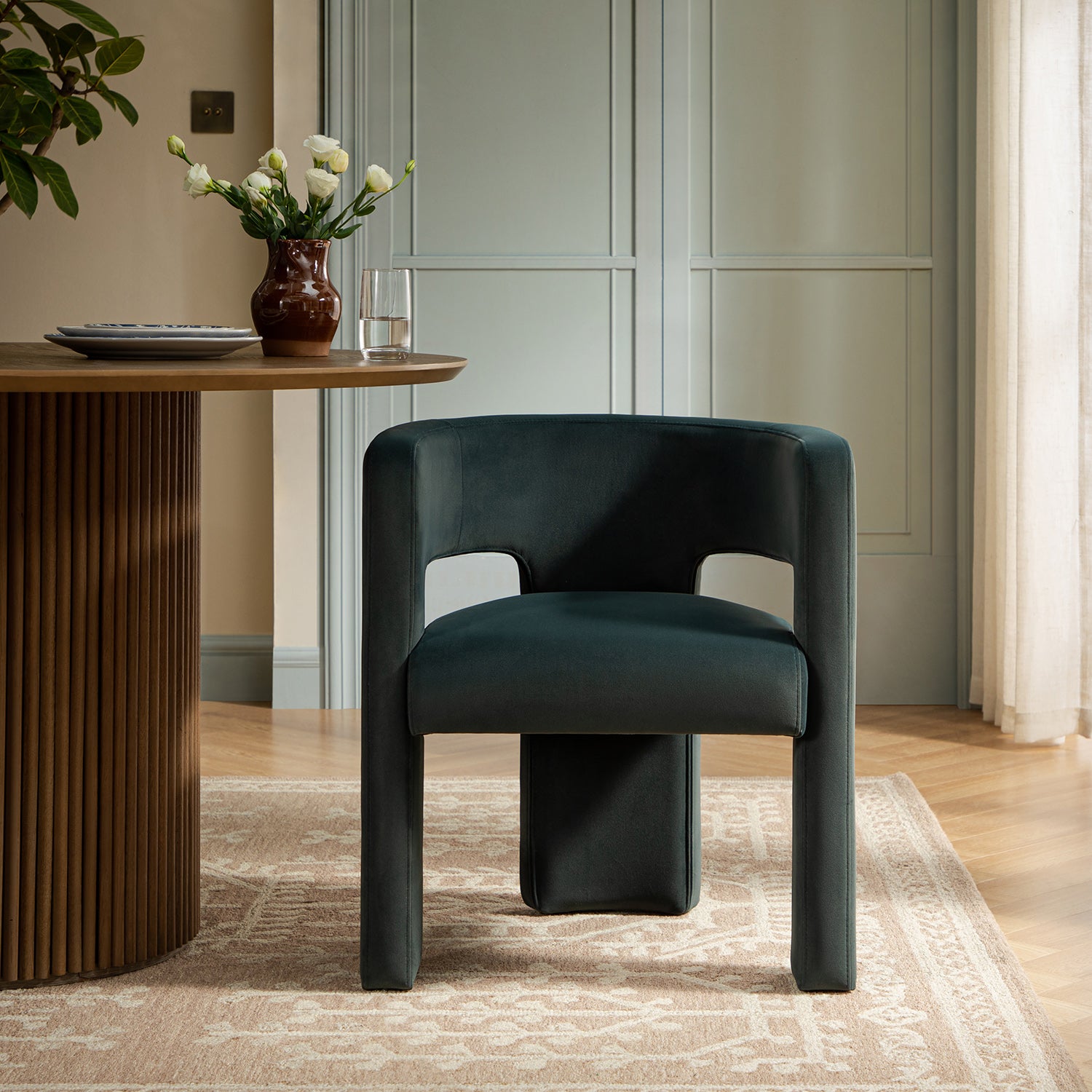 Greenwich Aegean Blue Velvet Dining Chair