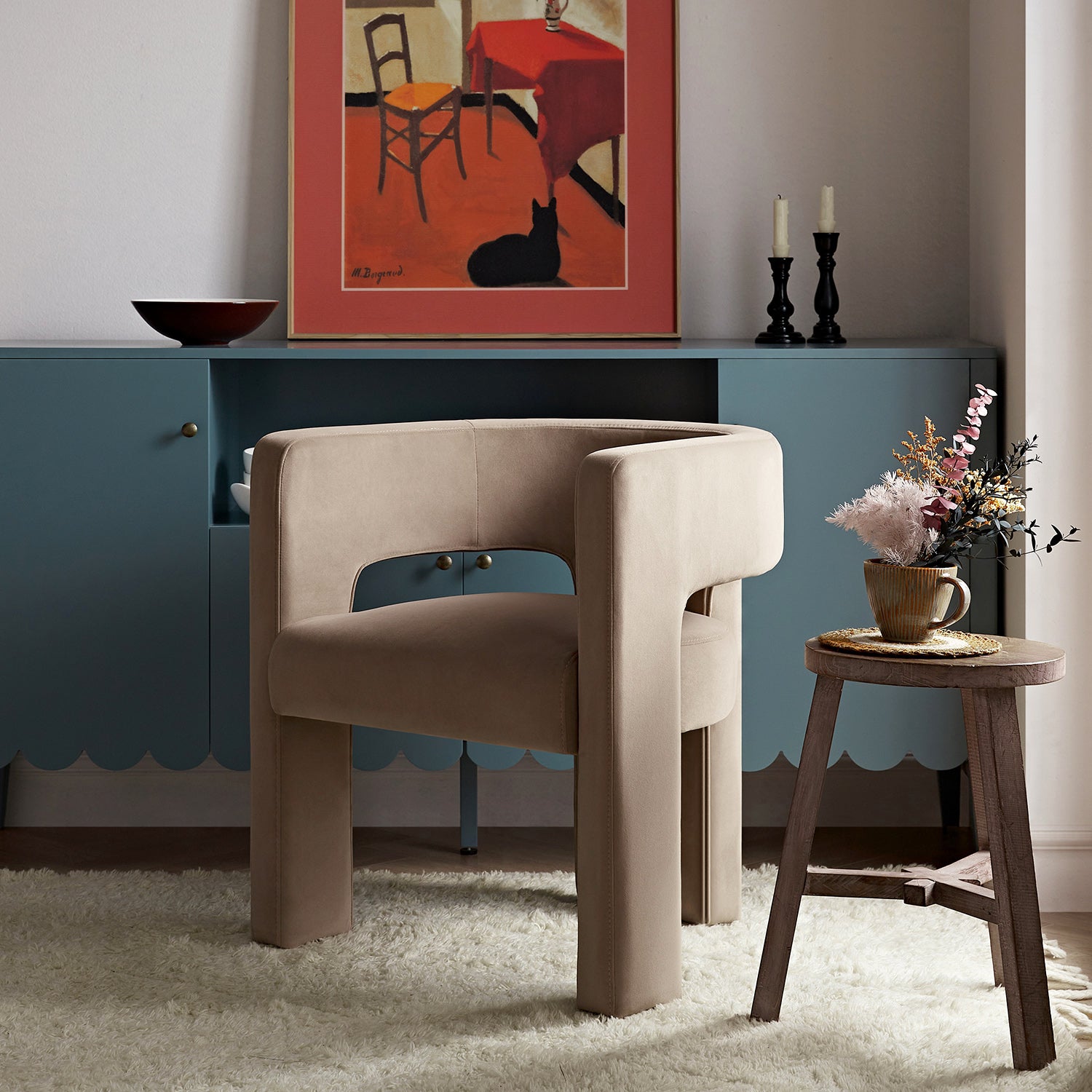 Greenwich Camel Velvet Dining Chair