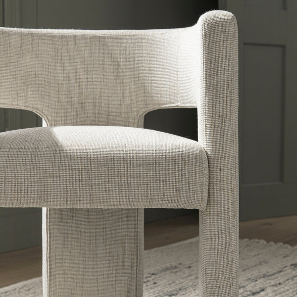 Greenwich Oatmeal & Beige Woven Textured Fabric Dining Chair
