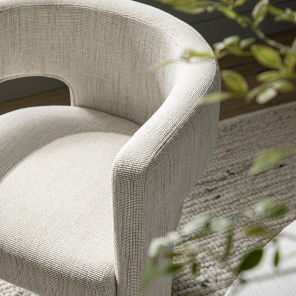 Greenwich Oatmeal & Beige Woven Textured Fabric Dining Chair