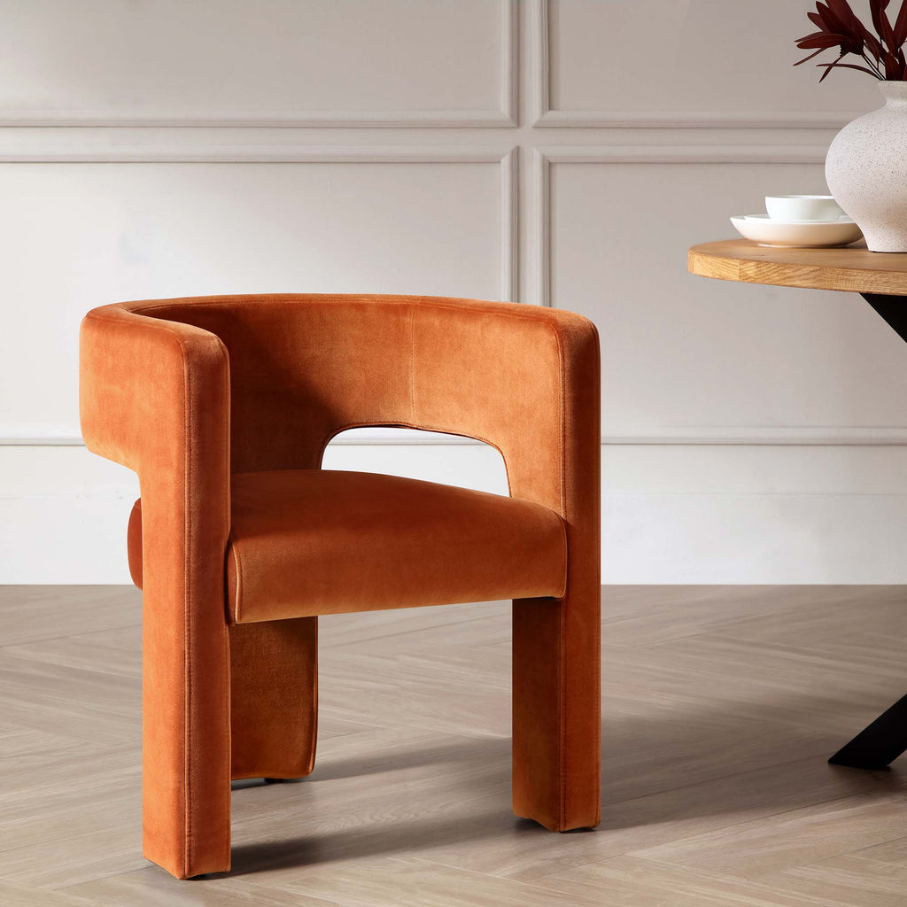 Greenwich Rust Velvet Dining Chair | daals