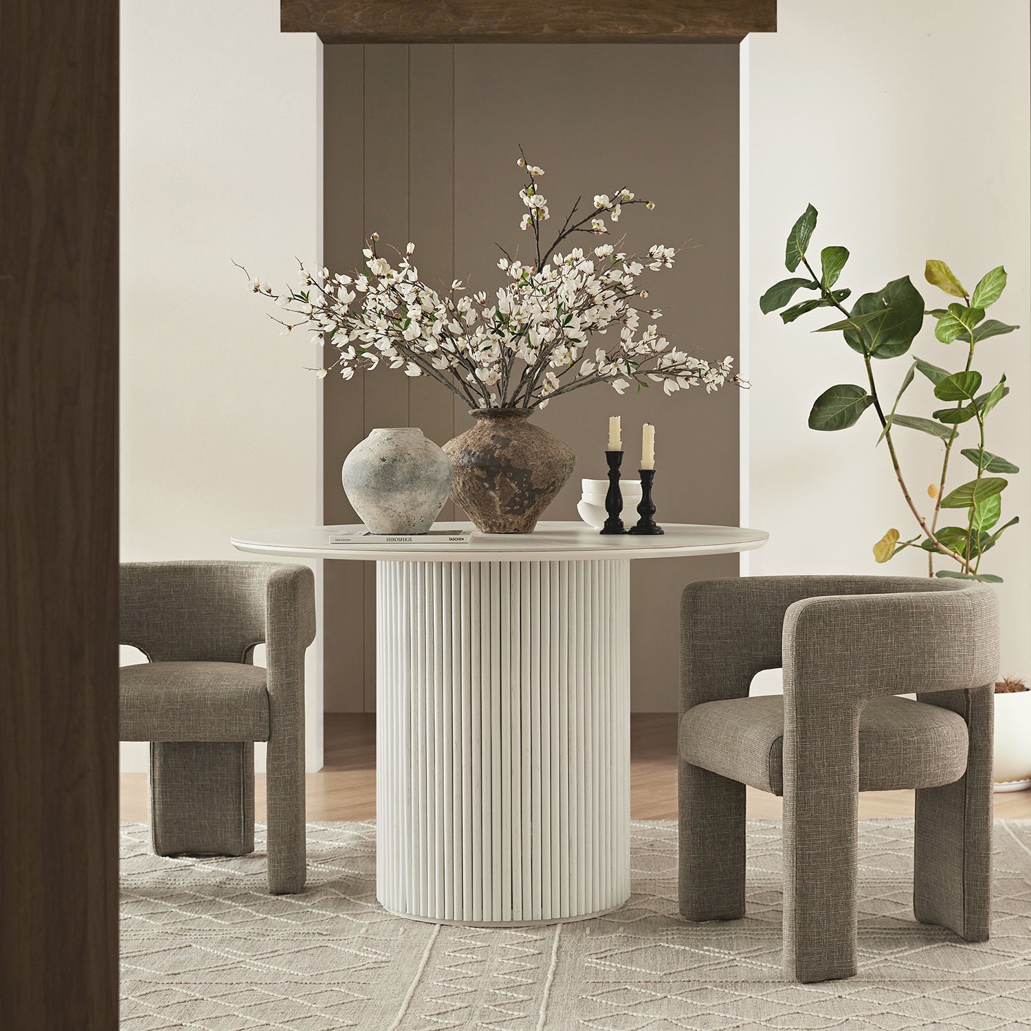 Greenwich Wheat Woven Textured Fabric Dining Chair