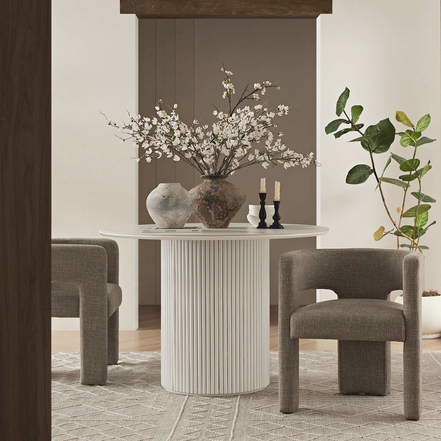 Greenwich Wheat Woven Textured Fabric Dining Chair