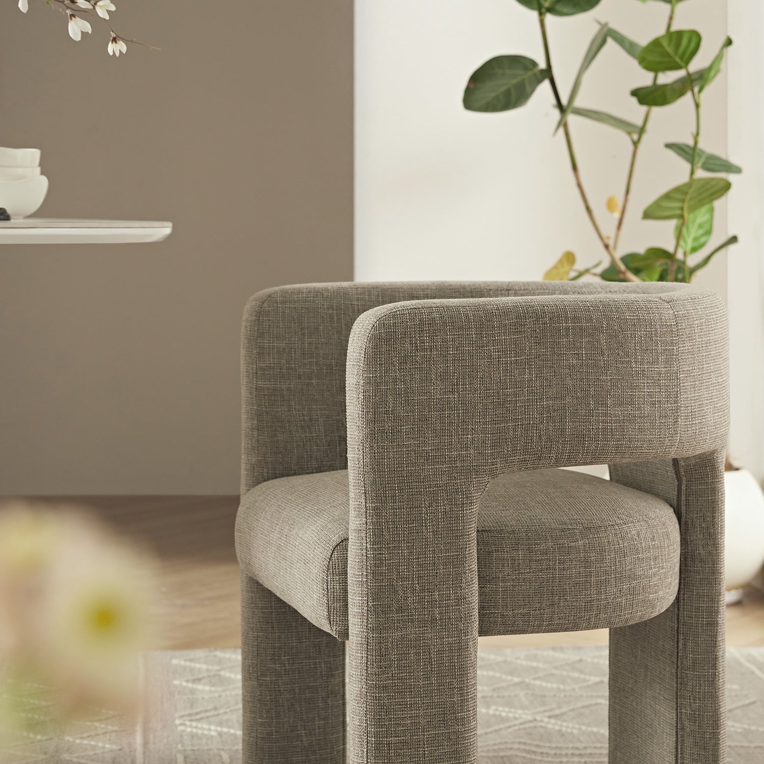 Greenwich Wheat Woven Textured Fabric Dining Chair