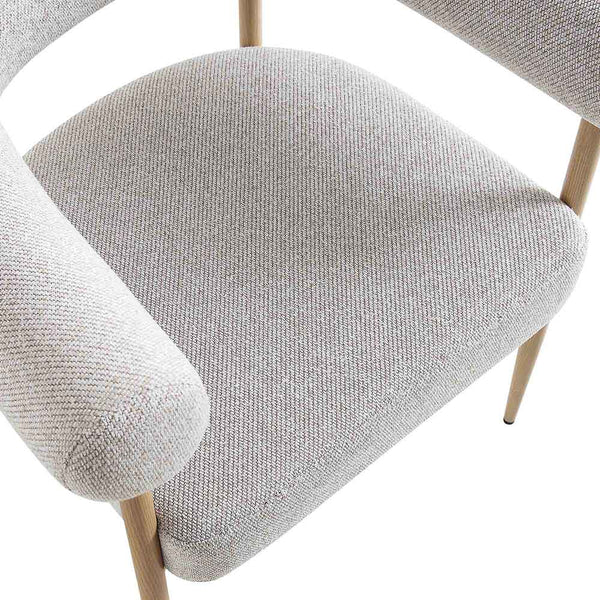 Fulbourn Beige Woven Dining Chair with Natural Wood Effect Legs