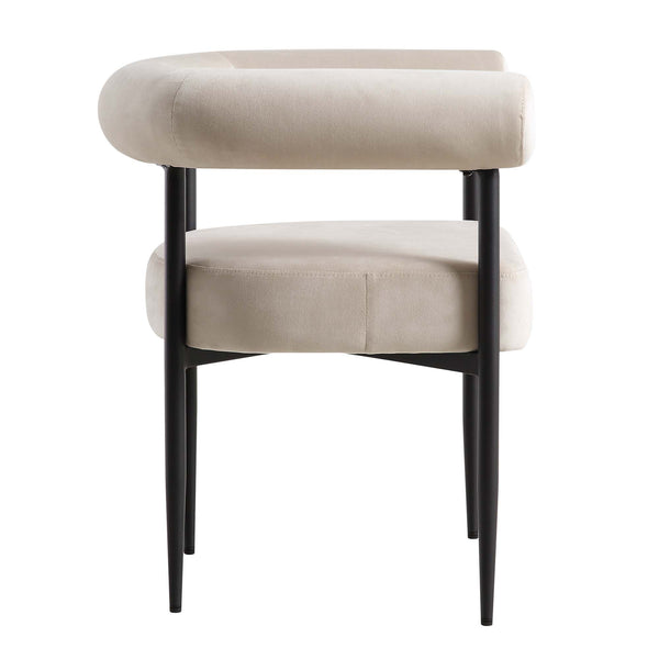 Fulbourn Champagne Velvet Dining Chair with Black Legs