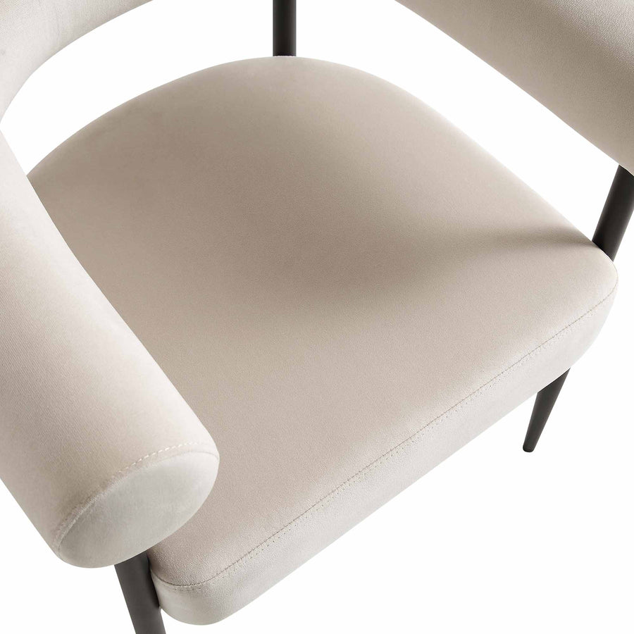 Fulbourn Champagne Velvet Dining Chair with Black Legs