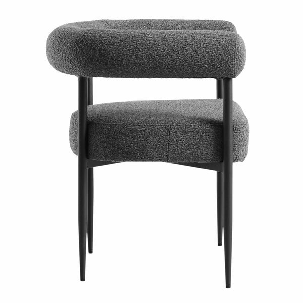 Fulbourn Charcoal Boucle Dining Chair with Black Metal Legs