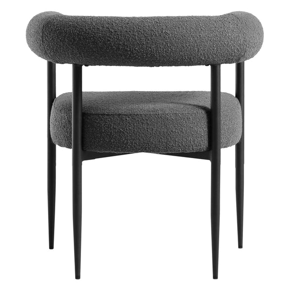 Fulbourn Charcoal Boucle Dining Chair with Black Metal Legs