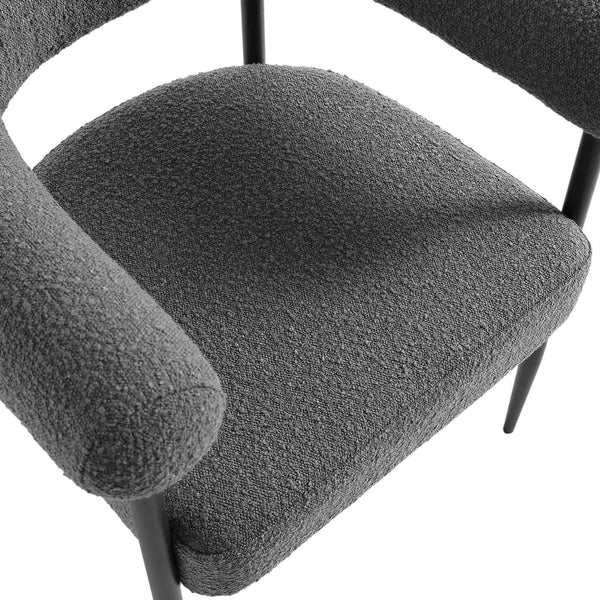 Fulbourn Charcoal Boucle Dining Chair with Black Metal Legs