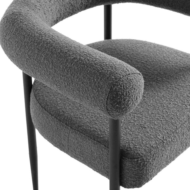 Fulbourn Charcoal Boucle Dining Chair with Black Metal Legs daals