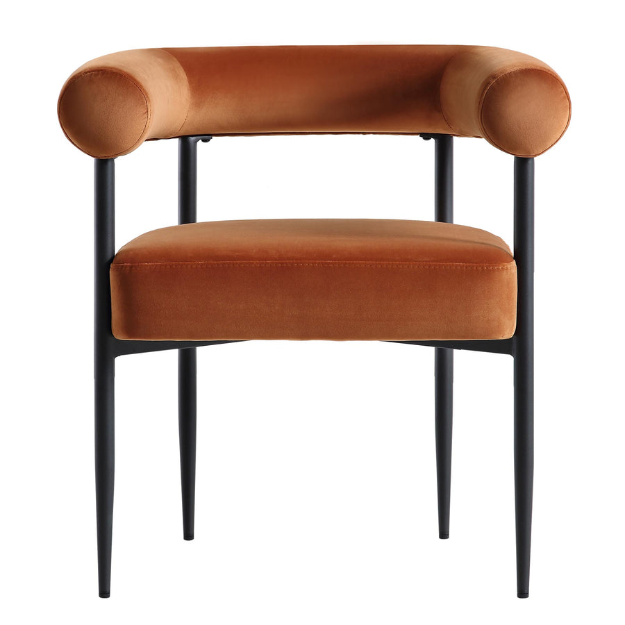 Fulbourn Rust Velvet Dining Chair with Black Legs