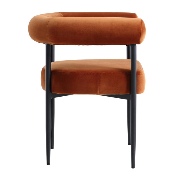 Fulbourn Rust Velvet Dining Chair with Black Legs