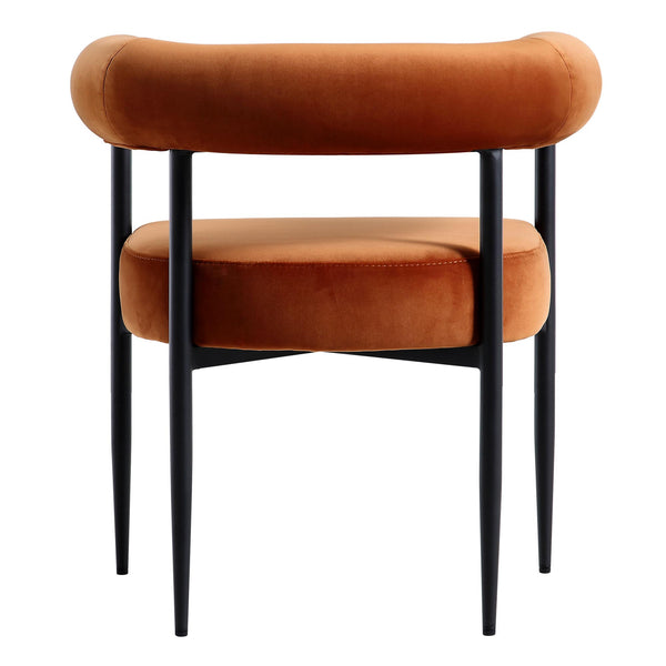Fulbourn Rust Velvet Dining Chair with Black Legs