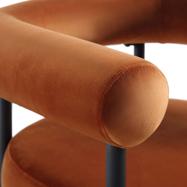 Fulbourn Rust Velvet Dining Chair with Black Legs