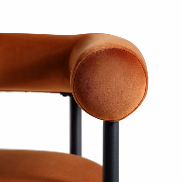 Fulbourn Rust Velvet Dining Chair with Black Legs