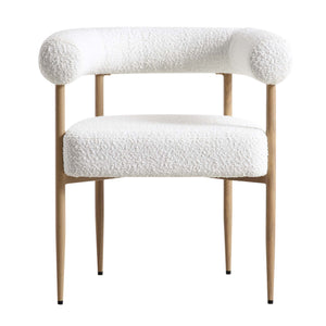 Fulbourn White Boucle Dining Chair with Natural Wood Effect Legs