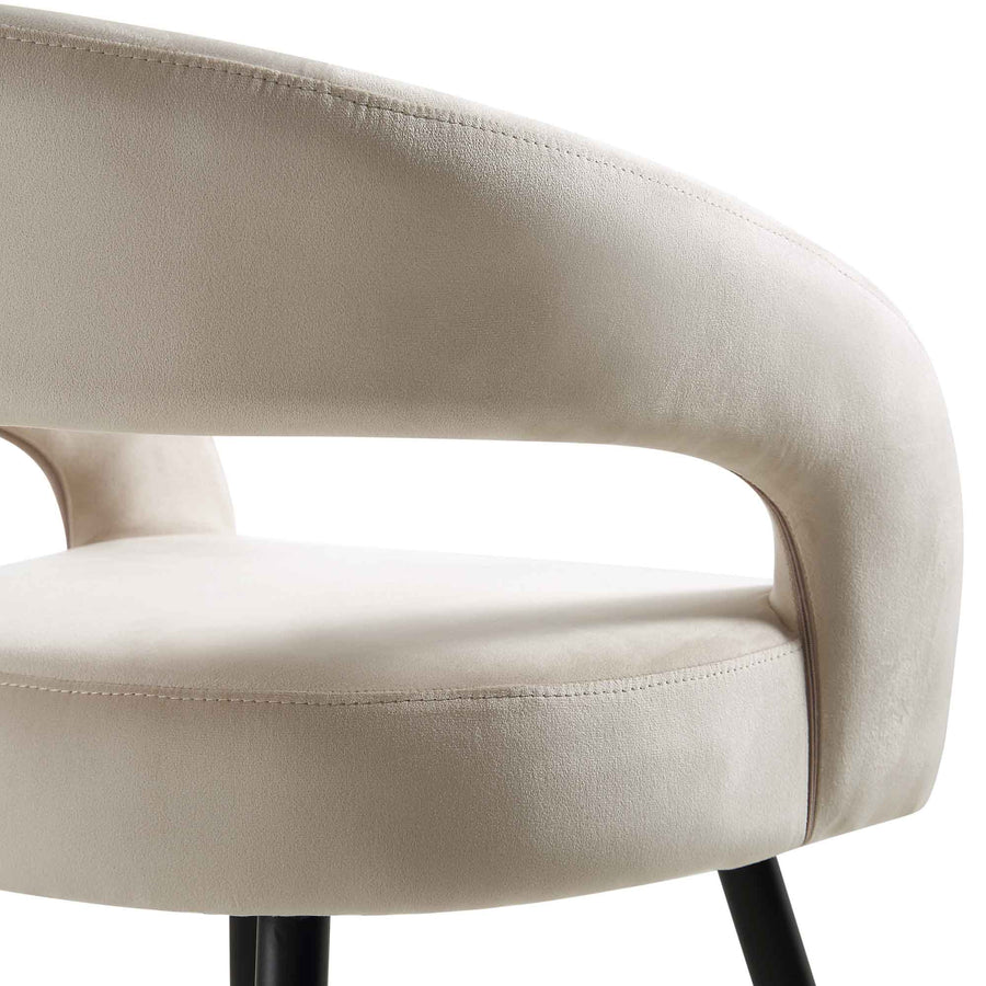 Laurel Wave Champagne Velvet Set of 2 Dining Chairs