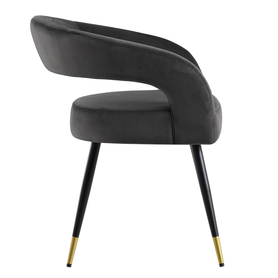 Laurel Wave Charcoal Velvet Set of 2 Dining Chairs